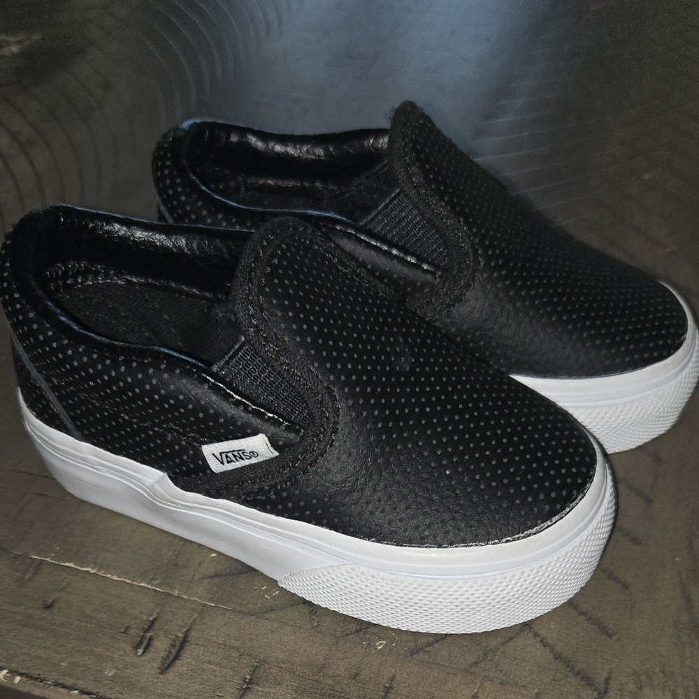 Vans Kids Black and White Slip-On Sneakers